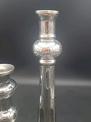 Pottery Barn Set Of 2 Madeline Candlestick Holders Mercury Glass Iron Silver