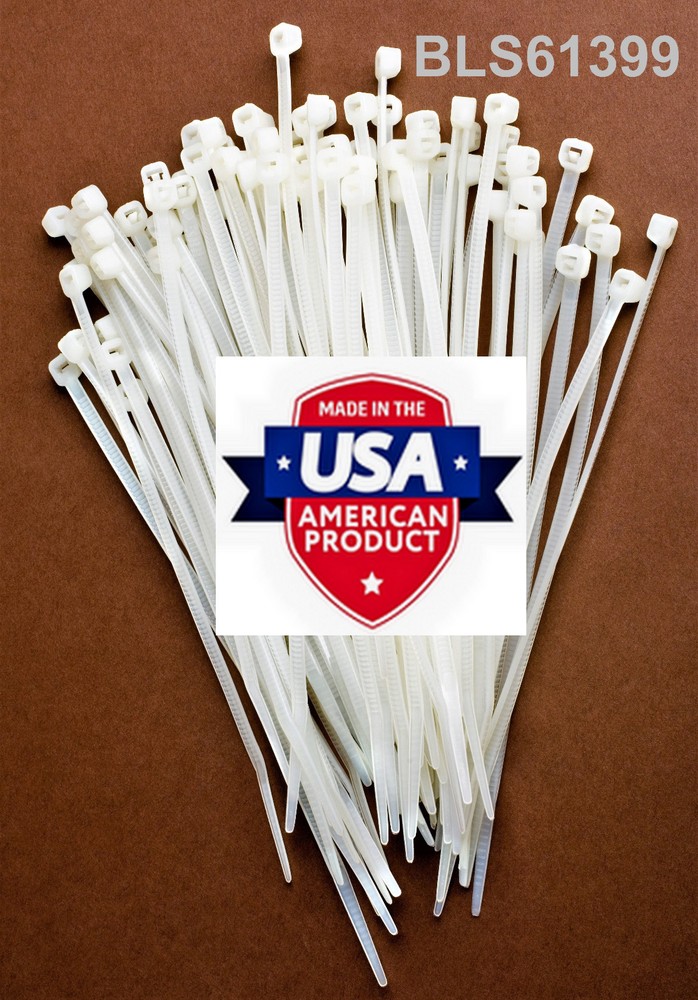 100 USA Made TOUGH TIES 12″ inch 120lb Nylon Tie Wraps Wire Cable Zip Ties White