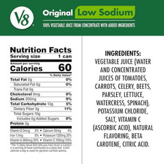 V8 Low Sodium Original 100% Vegetable Juice 11.5 Fl Oz Can 24 Pack