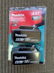 Makita BL1860B-2 18V 6 Ah LXT Li-Ion Battery w/ LED Charge Level Indicator, 2 Pk
