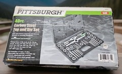PITTSBURGH Carbon Steel SAE or Metric Tap and Die Set, 40 Piece