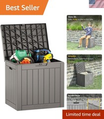 Elegant 31 Gallon Gray Waterproof Deck Box – Secure Outdoor Storage Solution