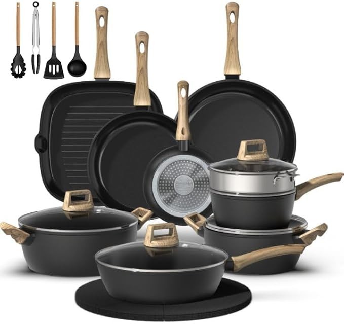 23-Piece Pots and Pans Set Non Stick,Titanium Ceramic Cookware Set Non Toxic