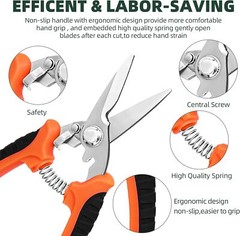 4 Pack Garden Pruning Shears, Stainless Steel Handheld Scissors Set With Gloves