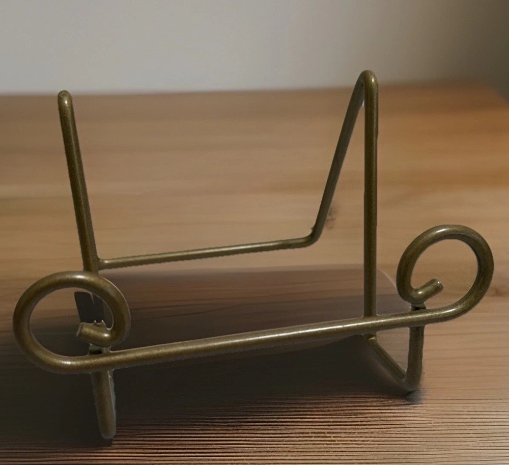 Gilded Metal Plate Stand Holder- Heavy EUC