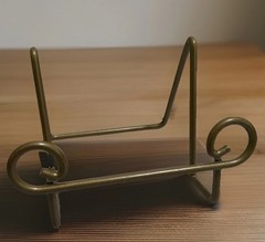 Gilded Metal Plate Stand Holder- Heavy EUC