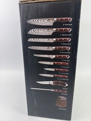 SANMEHO 16-Piece Stainless Steel Knife Block Set Knives+Sharpener