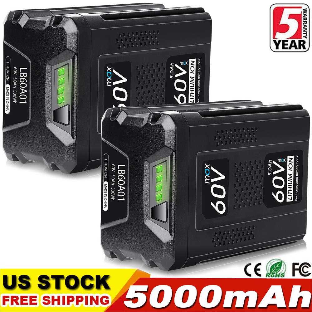 5.0Ah Li-ion Battery For Greenworks 60 V LB60A00 LB60A02 LB60A03 60Volt Max Tool