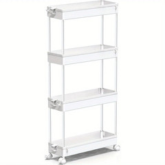 Slim Rolling Storage Cart 4 Tier Organizer Mobile Shelving Unit Utility Cart Tow