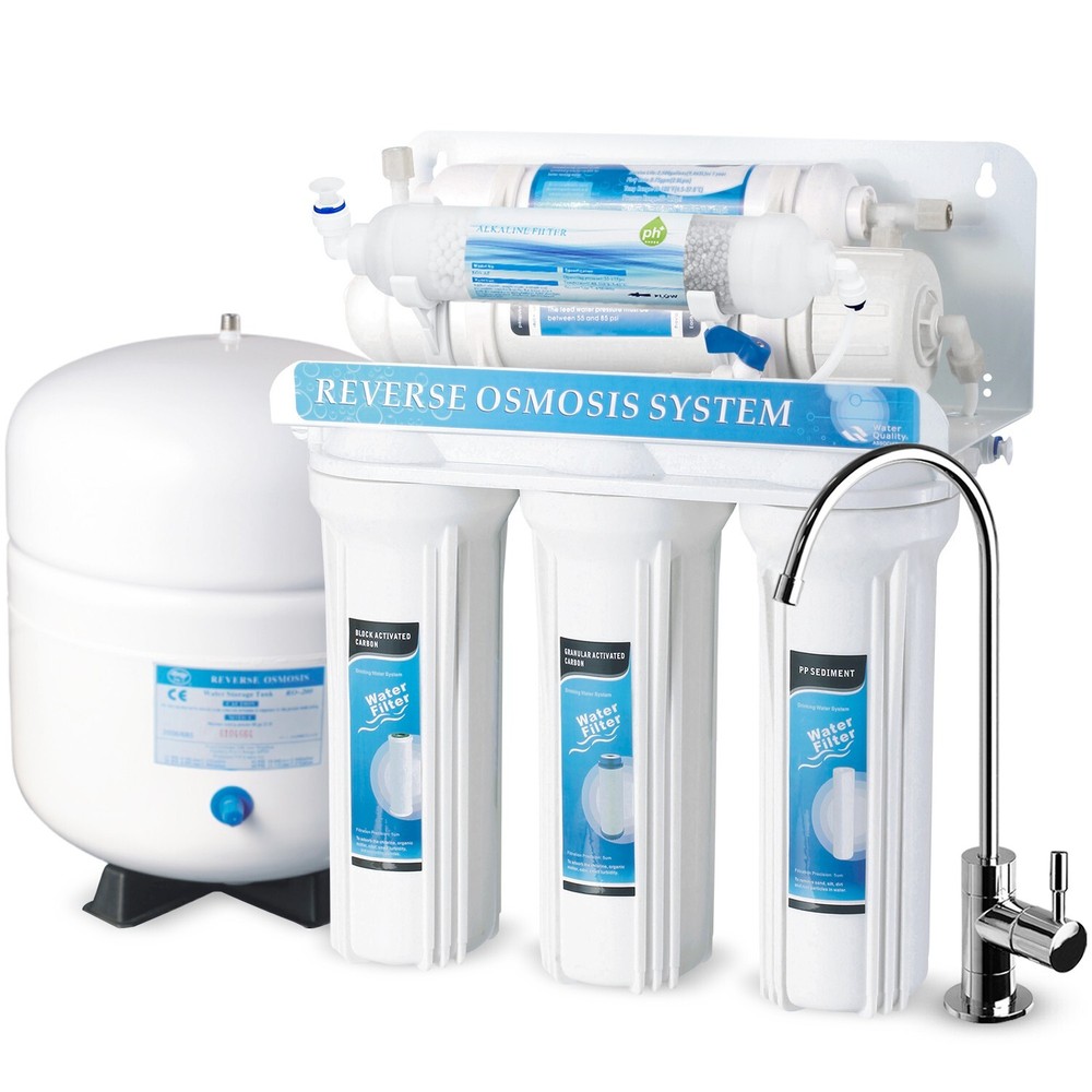 6 Stage Reverse Osmosis RO Drinking Water System with Alkaline pH+ Filter 75GPD