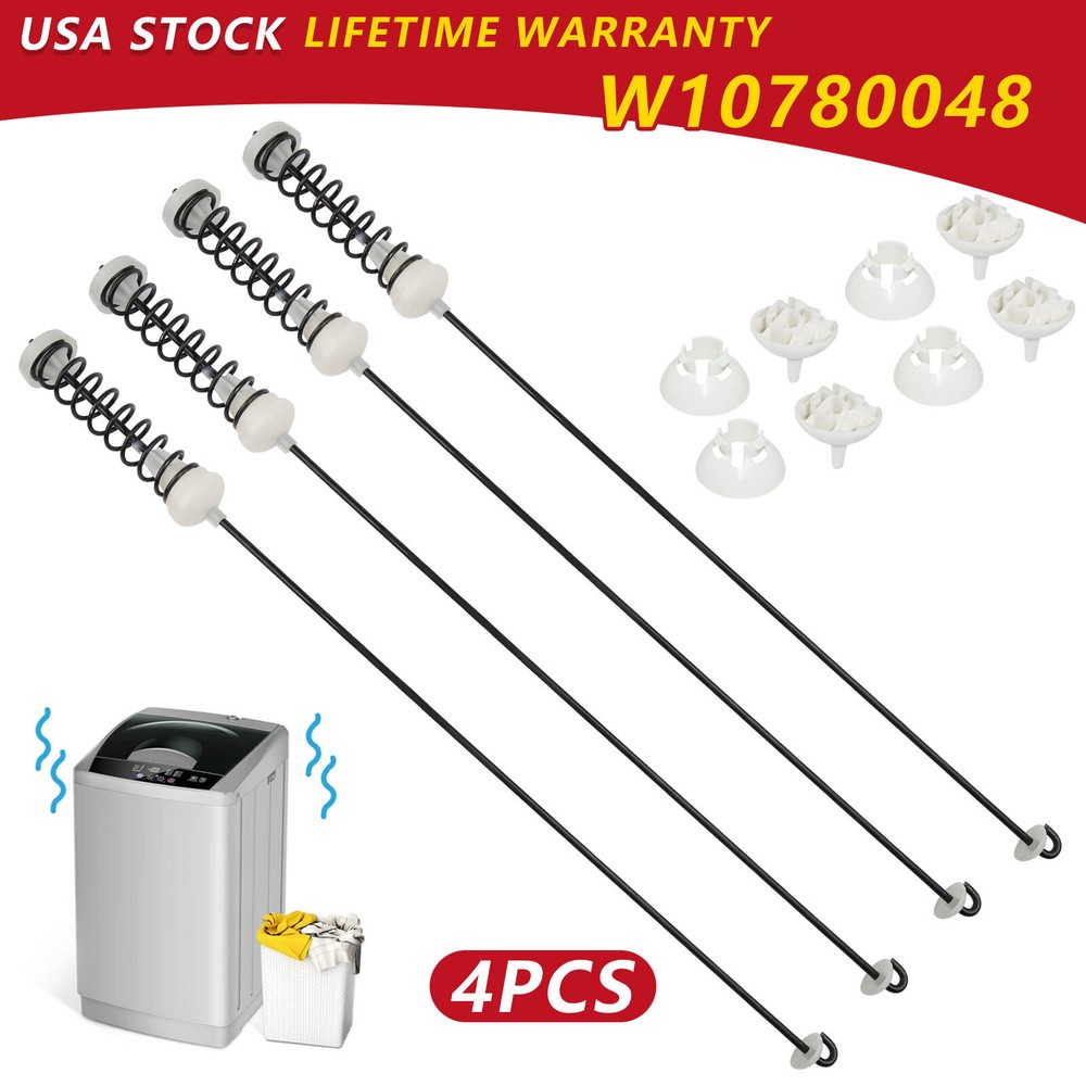 W10780048 W10821956 Suspension Rod Kit for Whirlpool Kenmore Washer 4Pcs