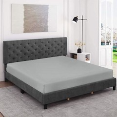 Easy Iron Silver Percale Cotton Single Double King Fitted Super Bed Sheet