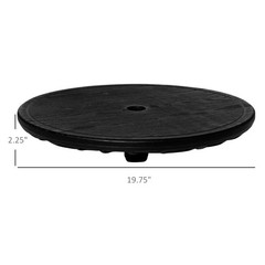 Modern Wood Grain Umbrella Table Tray 19.75in Black