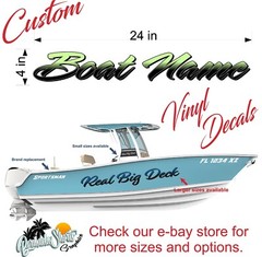 Boat Name Decal 4×24″ / Custom Hull Graphic / Premium Marine Vinyl Lettering GRB