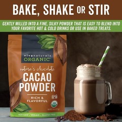 Organic Cacao Powder, 8 Oz – Unsweetened Cocoa Powder with Rich Dark Chocolate F