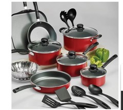 Tramontina Primaware 18 Piece Non-stick Cookware Set, Red