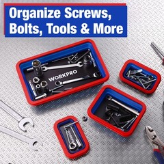 WORKPRO 4PC Double-Sided Collapsible Magnetic Part Tray Set Foldable Magnet Bowl