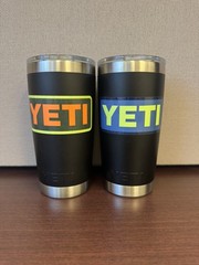 YETI Lot of 2 Black 20 Oz Ramblers, both with MagSlider Lids