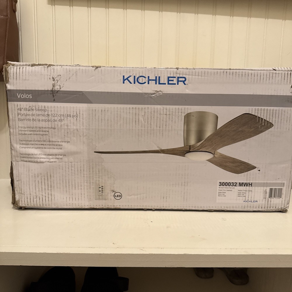 KICHLER 48 in. Indoor Brushed Nickel Low Profile Ceiling Fan w/Integrated LED
