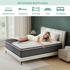 12″ Dual Firm Soft Hybrid Mattress Memory Foam Spring Full Queen King in a Box