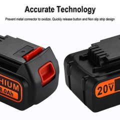 8.0Ah 20V 8.0AH Lithium Battery for Black Decker 20 Volt LB2X4020 LBX20 LBXR20