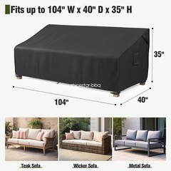 Waterproof Heavy Duty Outdoor Couch Cover Double-Stitched Patio Sofa Protector
