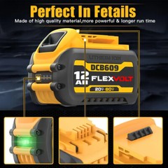 12.0Ah For DEWALT FLEXVOLT DCB609 20V/60V MAX Lithium-lon Battery DCB606 DCB612