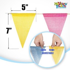 26 Ft Pastel Color Pennant Banner Flags Multicolor Burlap Triangle Bunting Flags