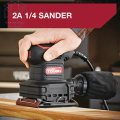 Hyper Tough 2 Amp Corded 1/4 Sheet Palm Sander 3 Sanding Sheets 60 80 120 Grit