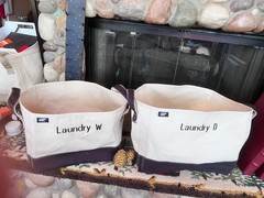 LANDS’ END CANVAS STORAGE TOTE SZ MED 15″Lx12″Wx11.5″H & SZ SM 12.75Lx9.5Wx10H