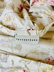 POTTERY BARN PRETTY!! FLORAL PINK WHITE YELLOW BOTANICAL COTTON DUVET COVER FULL