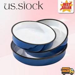Round Enamel Baking Pan Set of 3 – High Heat Resistant Roaster for Turkey