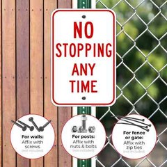 No Stopping Any Time Red Sign,