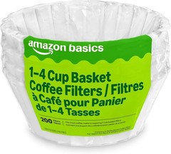 Compostable Basket Coffee Filters for 1-4 Cup Makers – 200 Count White
