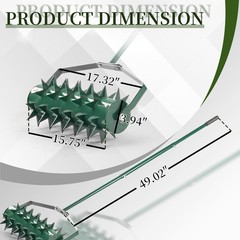 18in Lawn Aerator, Heavy Duty Rolling Aerator Lawn Tool, Manual Lawn Aerator