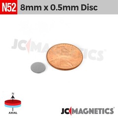 8mm x 0.5mm N52 Strong Round Disc Rare Earth Neodymium Thin Magnets 8×0.5mm