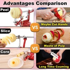 3 in 1 Heavy Duty Fruit Peeler Apple Peeler Corer Slicer Potato w/ Suction Base