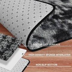 Modern Grey Tie-Dye Shag Area Rug (3×5) – Super Soft & Machine Washable