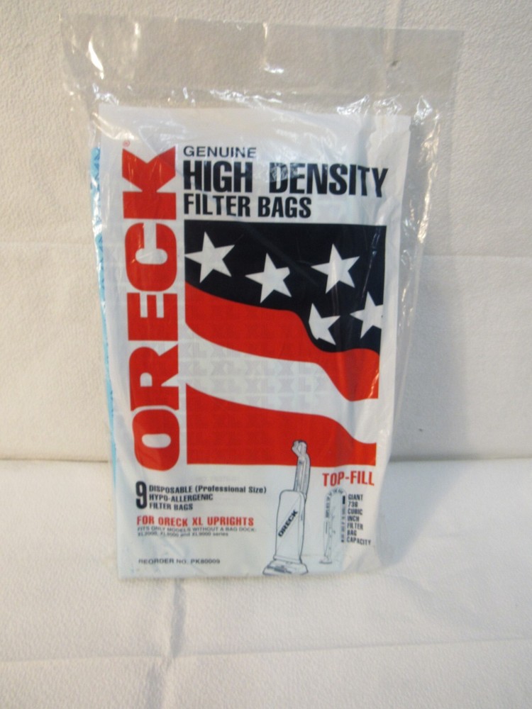 9 Pack ORECK XL Commercial Vacuum Bags / Filter Bags PK80009 XL Upright Vacuum