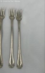 Vintage Nickel Silver Cocktail Seafood Cheese 6 in Forks Set of 5 Ornate Design