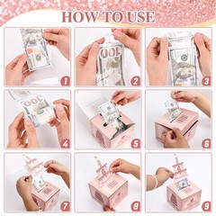 Birthday Money Pull Box for Cash Gift with DIY Self-Adhesive Stickers for Any…