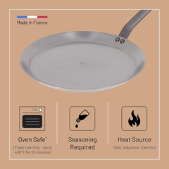 MINERAL B Carbon Steel Crepe & Tortilla Pan – 12″ Made in France