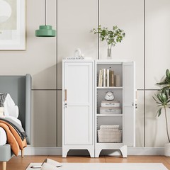 Metal Kitchen Pantry Cabinet, Lock Freestanding Storage Cupboard with Adjustable