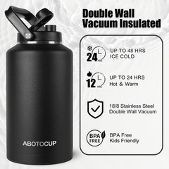 2 Gallon Water Jug with Wide Mouth, 256oz Insulated Water Bottle Keep Cold24h…