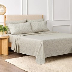 Purely Organic 100% Turkish Organic Cotton Sheet Set Queen Ecru Branch Design