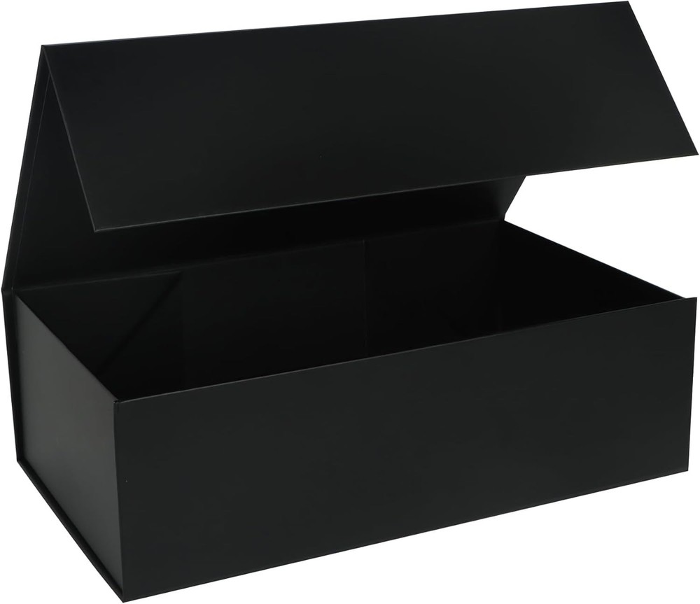 Black Gift Box with Magnetic Lid 13.8×8.3×4.4 in Collapsible Storage Box 1 Pack