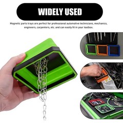 FSTURIOS 2PCS Collapsible Magnetic Parts Tray, 4.5″ Square 2PCS, Green+Red