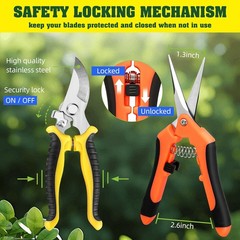 Pruning Shears Garden Scissors 4 Pack Stainless Steel Hand Pruners for Plants