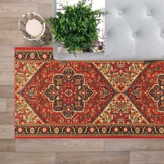 Custom Size Hallway Runner Rug Non Slip Rubber Back RED Traditional Oriental