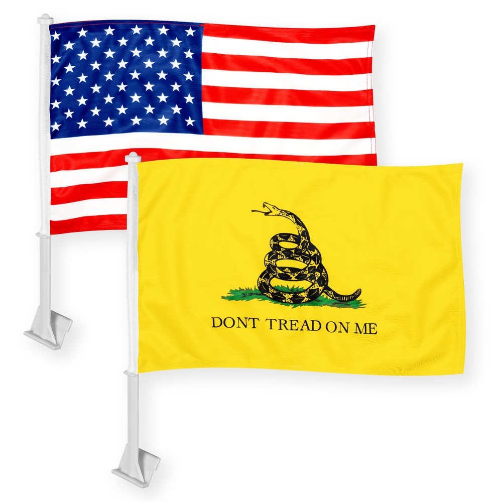 USA & Gadsden Don’t Tread On Me Car Flag 11×17 In Both Double Sided Printed 150D